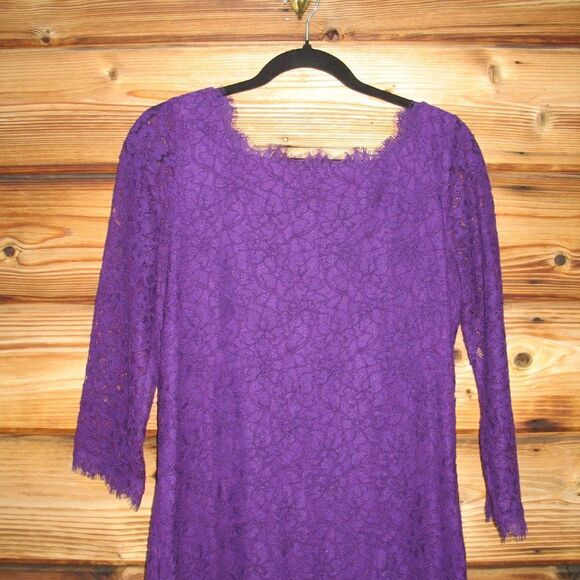 Diane Von Furstenberg Purple Lace Mini Dress Celeb Style - Picture 4 of 9